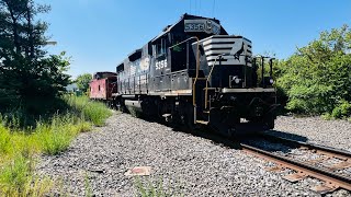 Norfolk Southern Railroad LOCAL FREIGHT Dearborn Division B23 with a CABOOSE at GOSHEN Indiana [upl. by Ayanet50]