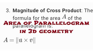 area of parallelogram in 3D geometry  vectors  3D Geometry maths exam vectors 3dgeometry [upl. by Best388]