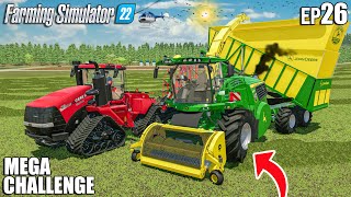 GRASS SILAGE harvest and LOAD w CUSTOM JOHN DEERE  MEGA Challenge 26  Farming Simulator 22 [upl. by Essyle]