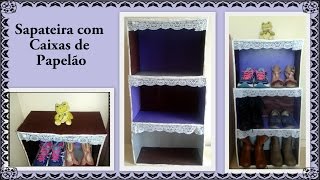 DIY  Faça você mesma  Sapateira de caixas de papelão [upl. by Samuele572]