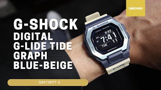 GShock Digital GLIDE Tide Graph BlueBeige GBX100TT2 [upl. by Gotthelf]