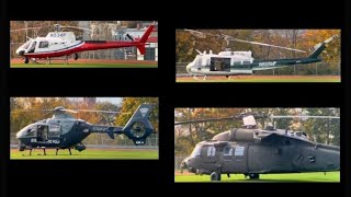 4 helicopters resting on the track at Lewiston High School LHS  Lewiston ME  Fri27Oct2023 [upl. by Eriuqs]