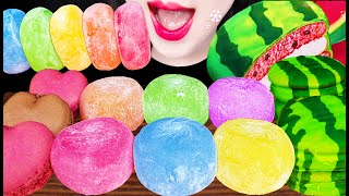 ASMR Rainbow Mochi Rice Cake Tteok 레인보우 찹쌀떡 모찌 먹방 Mukbang Eating [upl. by Thetisa424]