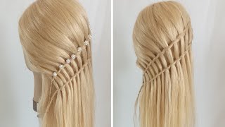 Super Easy Waterfall Braids 🌊 braids hairstyle [upl. by Comyns697]