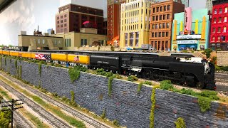 UP 844 Excursion passes through Union Station HO Scale [upl. by Lerak]