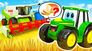 Johnny le tracteur apprend à faire du pain 🍞Jeux avec des grandes voitures pour enfants [upl. by Enitsrik]