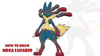 How to Draw Mega Lucario  Pokemon  step by step easy drawing [upl. by Undis]