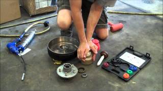 How to pack wheel bearings and add brakes on a trailer [upl. by Ehav26]