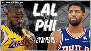 Los Angeles Lakers vs Philadelphia 76ers Full Game Highlights  Nov 8  2025 NBA Season [upl. by Kohler]