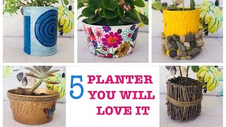 diy 5 Creative Planters  Planter Makeover Out Of Waste Planter Pots Idea Using Recycled Materials [upl. by Brainard]