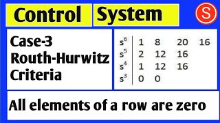 routh hurwitz criterion special cases  when all elements of a row are zero [upl. by Ttenaj157]