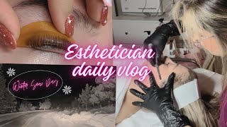 ESTHETICIAN Day in the Life Vlog  Winter Snow Day  Busy day with clients [upl. by Einamrej799]