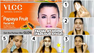 VLCC Papaya Fruit Facial kit Step by stepFacial at Home Parlour styleVLCC Facial kit Review [upl. by Anel]