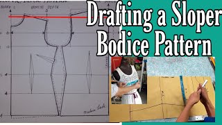 HOW TO DRAFT A BASIC BODICE PATTERN an easy way free pattern [upl. by Merta]