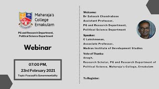 Webinar  Dr C Lakshmanan  Foucaults Governmentality [upl. by Neram]