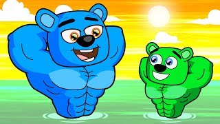 Mega Gummy Bear Family Bodybuilders Funny Full Episodes Cartoon Animation [upl. by Karolyn]