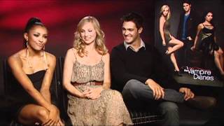 Vampire Diaries interview with Candice Accola Kat Graham and Steven R McQueen [upl. by Benetta]