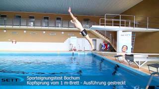 SPORTEIGNUNGSTEST BOCHUM 2015  KOPFSPRUNG1mBrett [upl. by Ainnos]