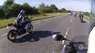 Unmarked police motorcycle chases five bikers at 150mph [upl. by Essam973]