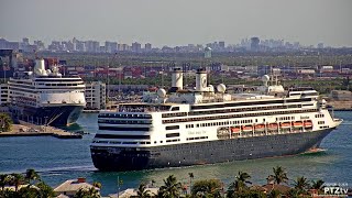 Holland America Lines MS ZAANDAM amp MS ROTTERDAM Arriving into Port Everglades  422020 [upl. by Dorice]