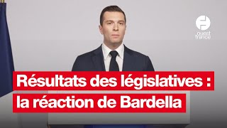 Législatives 2024  la réaction de Jordan Bardella après les résultats [upl. by Mensch671]