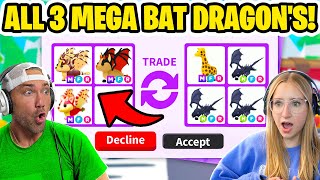 We TRADE ALL MEGA BAT DRAGONS in Adopt ME LIVE Roblox [upl. by Latreshia]