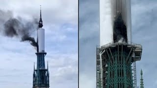 Un incendio se desata en la flecha de la catedral de la ciudad francesa de Ruán  AFP [upl. by Atalayah489]