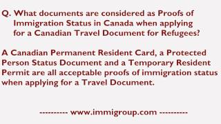 What documents are considered as Proofs of Immigration Status in Canada when applying for a CTDR [upl. by Darbie]