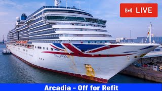 SHIPS TV  PampO Arcadia off for a Refit Departing Port of Southampton LIVE [upl. by Sherris151]