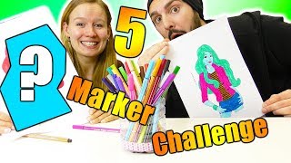 5 MARKER CHALLENGE mit Barbie Kaan VS Kathi im AusmalDuell Wer kann besser malen [upl. by Matias372]