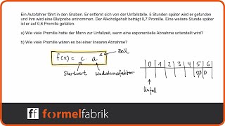 Exponentielle Abnahme Textaufgabe Alkoholgehalt – Exponentialfunktion aufstellen [upl. by Bette-Ann]