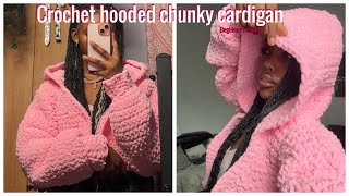 How to crochet a chunky hooded cardigan  beginner friendly [upl. by Akenahs]