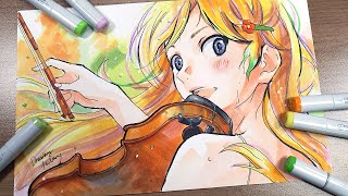 Drawing Kaori Miyazono  Your Lie in April  四月は君の嘘 宮園かをり  4월은 너의 거짓말 미야조노 카오리 그리기 [upl. by Ennovahc]