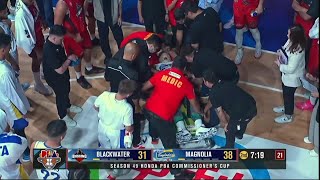 Calvin Abueva STRETCHERED OUT OF THE COURT  PBA Season 49 Commissioner’s Cup [upl. by Korb351]