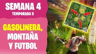 BUSCA ENTRE UNA GASOLINERA UN CAMPO DE FÚTBOL Y LA MONTAÑA ARTIMAÑA  Fortnite Switch [upl. by Frodin886]