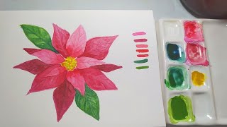 Tutorial Nochebuena en AcuarelaPoinsettia [upl. by Anivek790]