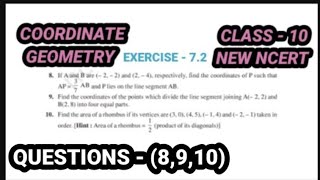 coordinate geometry class 10 exercise 72 l Q8910 lex 72 class 10 lcoordinate geometry class 10 [upl. by Balthazar]