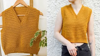 Crochet V Neck Vest Top Tutorial [upl. by Yerfoeg981]