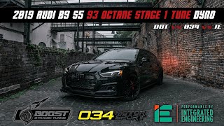 Audi B9 S5 30t  93 Octane Stage 1 Tune Dyno Log  BDT vs 034 vs IE [upl. by Noorah554]