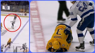 Watch🔴 Austin Watson slapshot vs Jeremy Lauzon video  Austin Watson hits Jeremy Lauzon with puck [upl. by Khudari272]