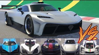 GTA 5  Top Speed Drag Race Benefactor Krieger vs Top 10 Super Cars [upl. by Minta]