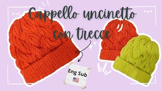 Come Realizzare un Cappello a Trecce allUncinetto Effetto Ferri Tutorial Facile passo passo [upl. by Allbee503]