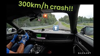 Porsche GT2 rs MR crash into a Caterham on the NURBURGRING fastest section [upl. by Kcirded]