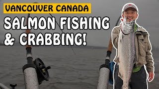 Winter Salmon Fishing and Crabbing in Vancouver Canada  Fishing with Rod [upl. by Gelasius]