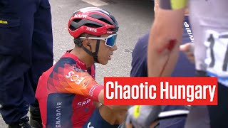 Egan Bernal And Others Crash In Tour Of Hongrie 2023 [upl. by Yntrok]