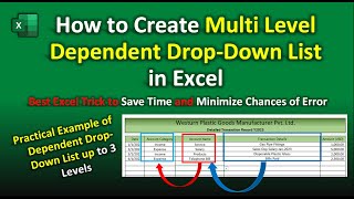 Create Multiple Dependent Drop Down Lists in Excel Demonstration with Example up to 3 Levels [upl. by Rafaelle]