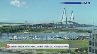 Ravenel Bridge reopens after container ship loses control of its engines [upl. by Horlacher]