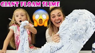 GIANT FLUFFY FLOAM SLIME Making Slime With my Babysitter UNICORN HOT CHOCOLATE [upl. by Aleta]