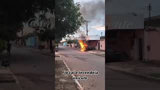 Carro foi completamente destruído por um incêndio na Rua JM 28 no Jardim das Oliveiras em Goiânia [upl. by Gabriel]