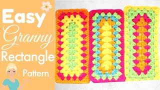 How to Crochet a Granny Rectangle  ELONGATED GRANNY SQUARE [upl. by Ettevi]